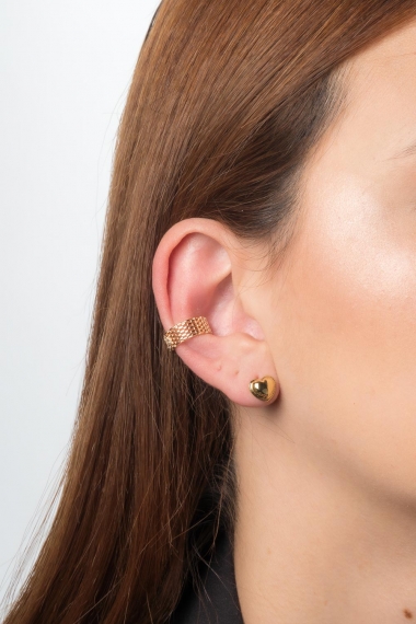 Earcuff dorado con lineas de  circones.