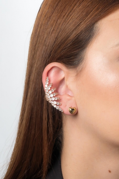 Earcuff dorado con multilineas de circones.