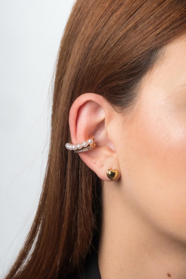 Earcuff oro rosa en perlas...