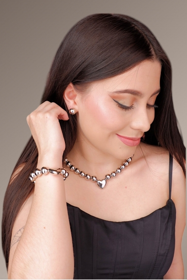 Set balines y corazón: Gargantilla, pulsera y aretes