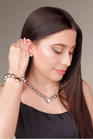 Set balines y corazón: Gargantilla, pulsera y aretes