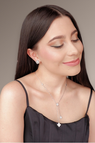 Juego Collar y aretes Trébol