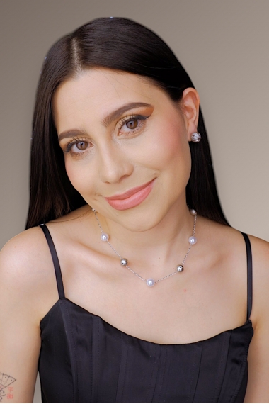 Set Gargantilla de perlas y balines con Aretes