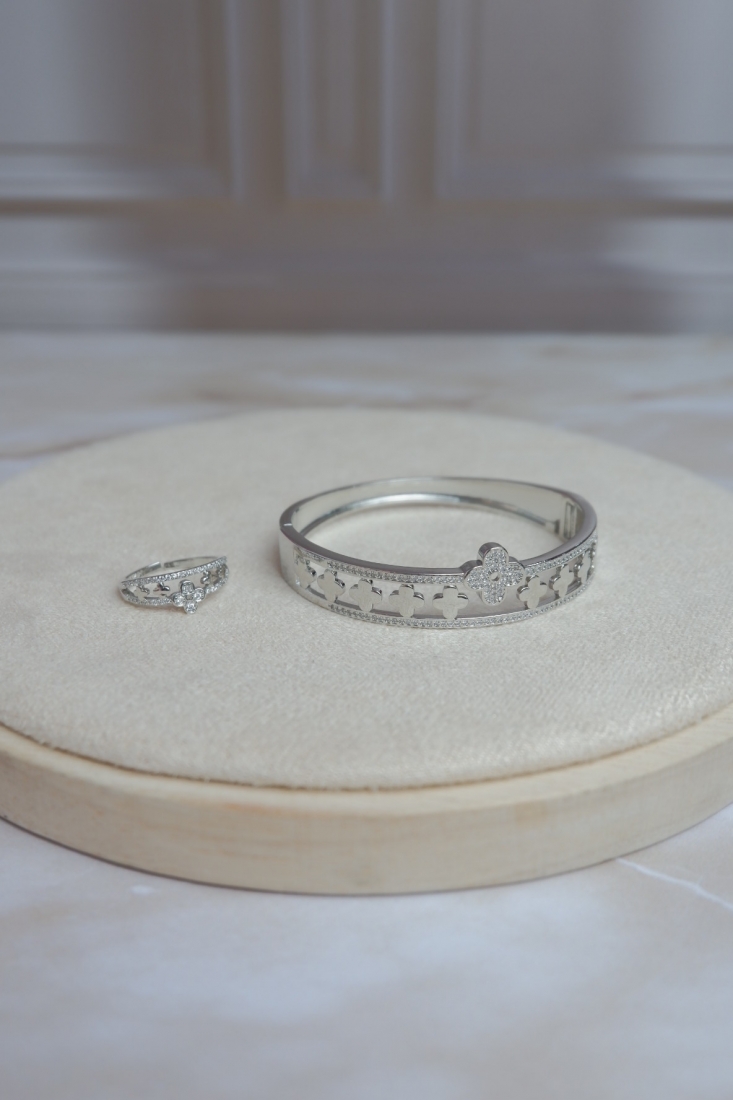 Set aro + anillo incrustados