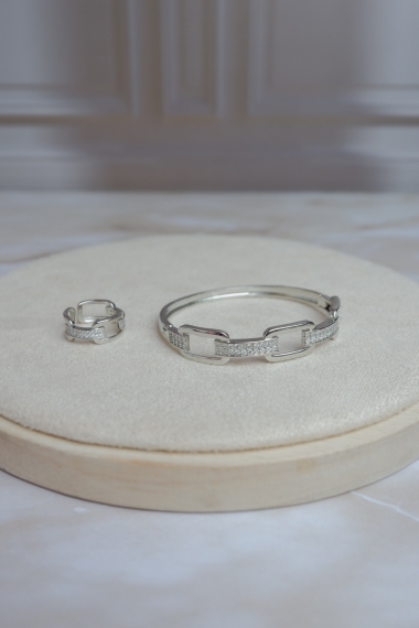 Set aro + anillo tejido cadena